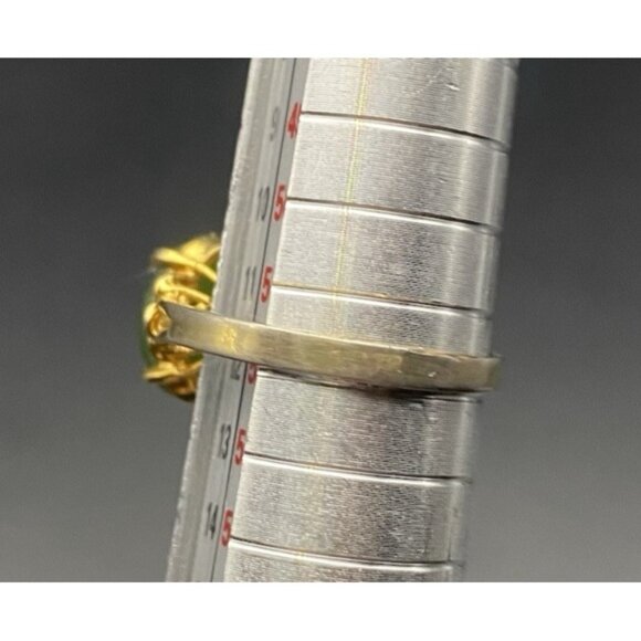 Vintage Gold Tone Ring Jadeite Green Oval Cabochon Openwork Shoulders Size 6 - Picture 6 of 10